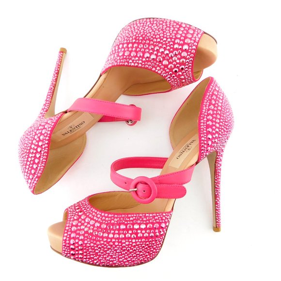 Unworn VALENTINO Pink Crystal Mary Jane Heel Pumps 36 - Picture 5 of 9
